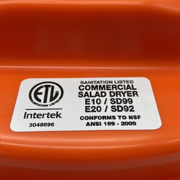 Dynamic Professional Manual Salad Spinner Dryer Commercial Restaurant Orange - Picture 6 of 8